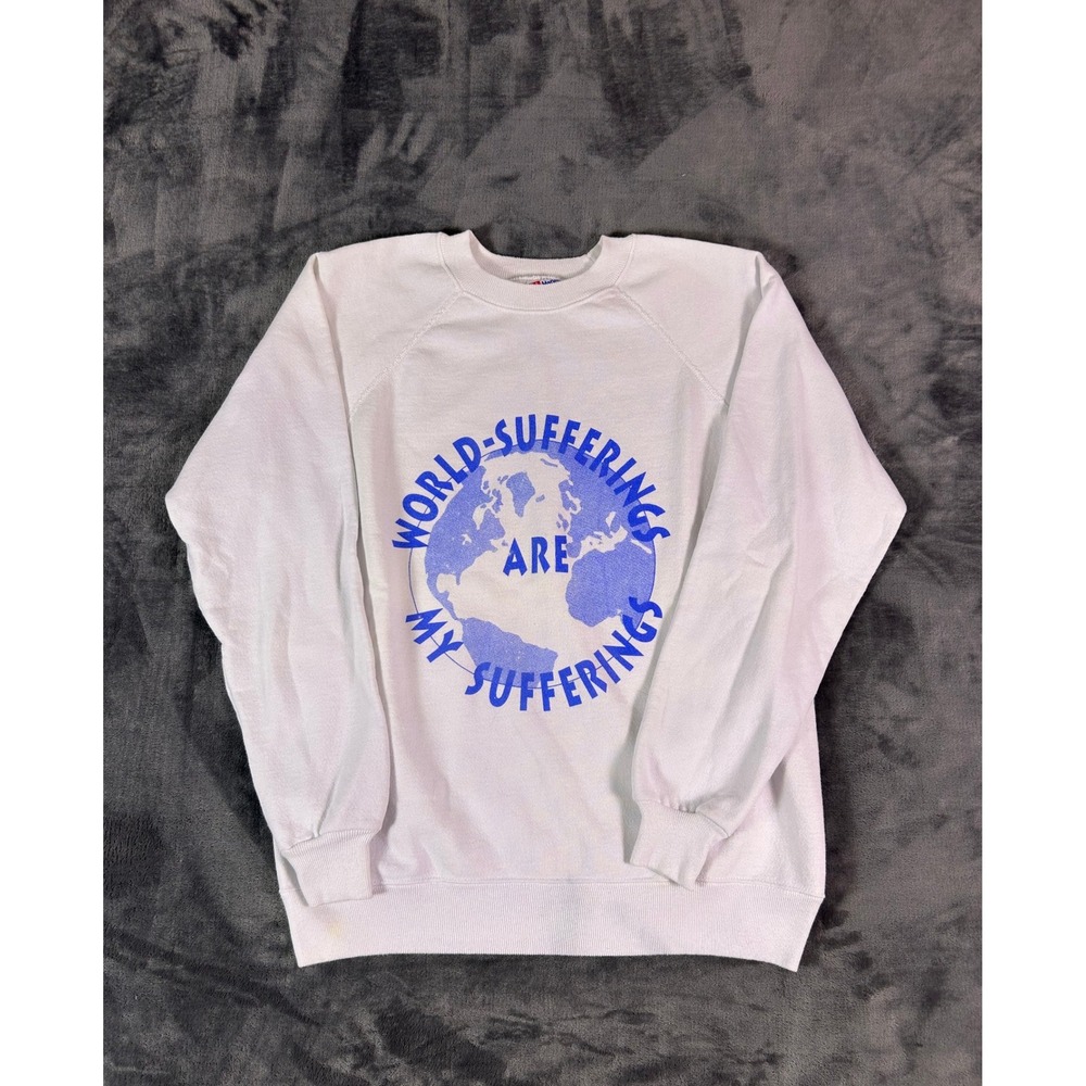 Vintage‎ Hanes Graphic Sweatshirt World Sufferings Raglan Mens Large
